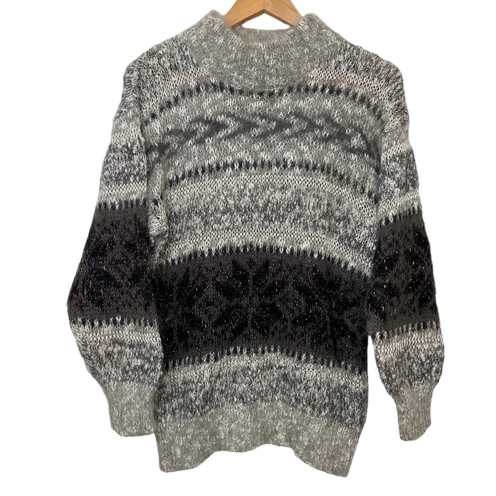 Vintage Alison H mohair wool blend knit sweater fair isle Small